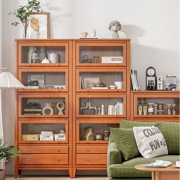 Contemporary Bookshelf Standard Wooden Bookcase with Cabinets