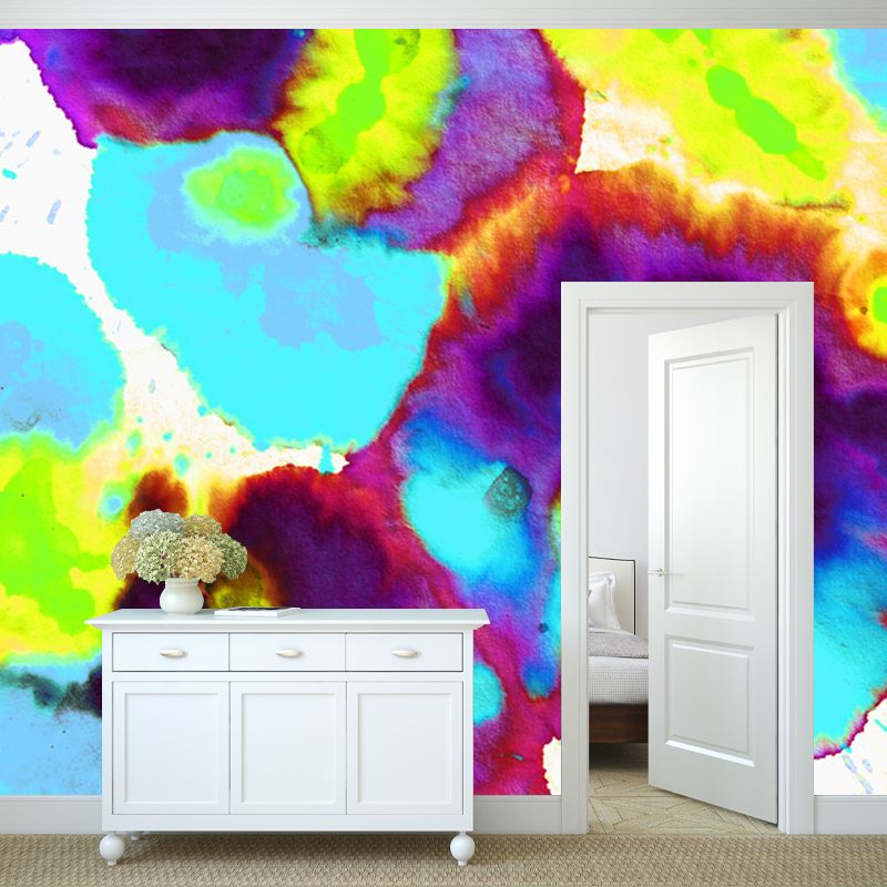 Purple Lotus Leaf Wallpaper Mural Water-Proof Artistry Living Room Wall Decoration