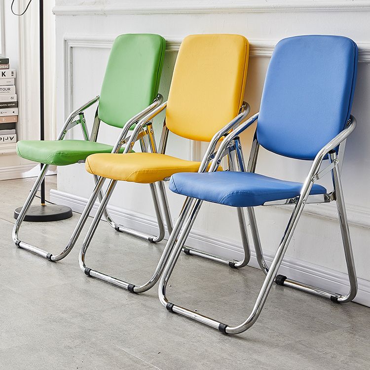 Silla moderna para interiores y exteriores, silla lateral de comedor plegable sin brazos con respaldo abierto de metal