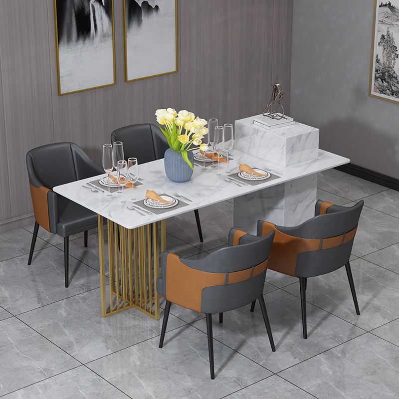 Fauteuils de salle à manger en métal nordique, chaise latérale de salle à manger en cuir pour Restaurant