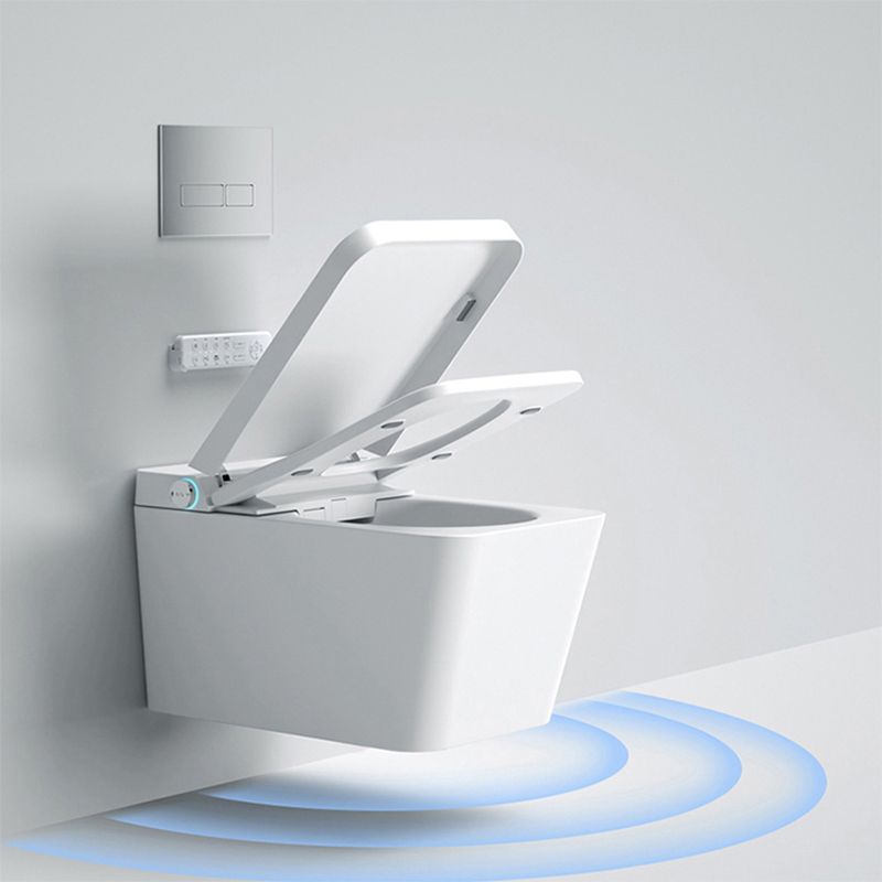 Contemporary Smart Bidet Dryer Elongated Ceramic Wall Mounted Bidet