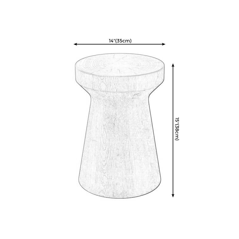 Square Block Base Design Cocktail Table Solid Wood Round Coffee Table