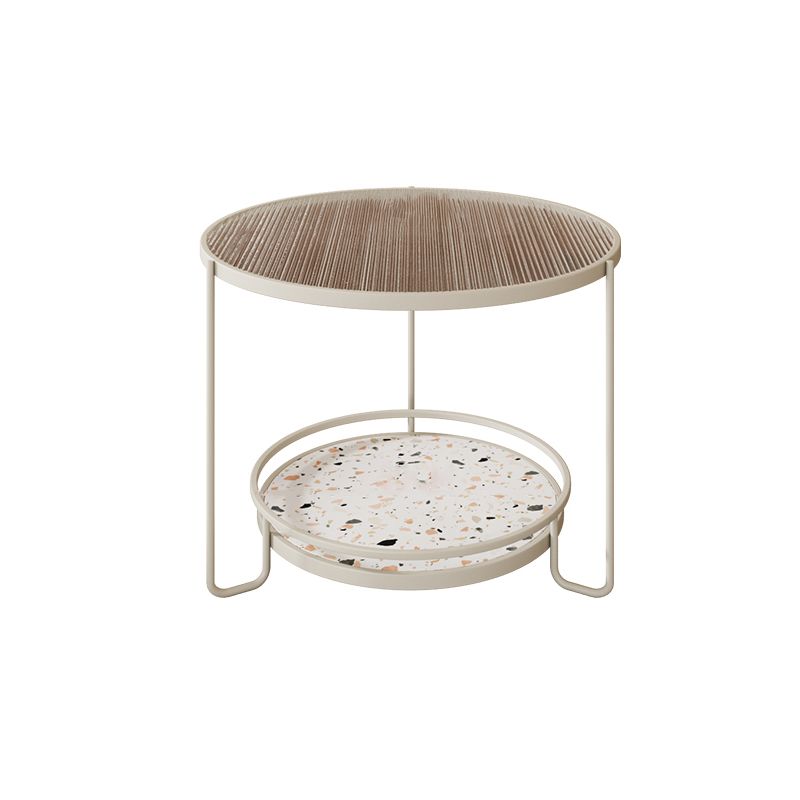 Round Minimalist Coffee Table Glass Top Steel Coffee Table for Living Room