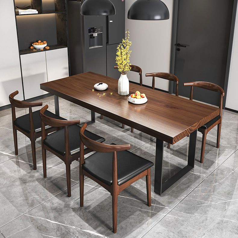 Industrial Rectangle Dining Table Set 1/4/5/7 Pcs Brown Wood Dinette Set