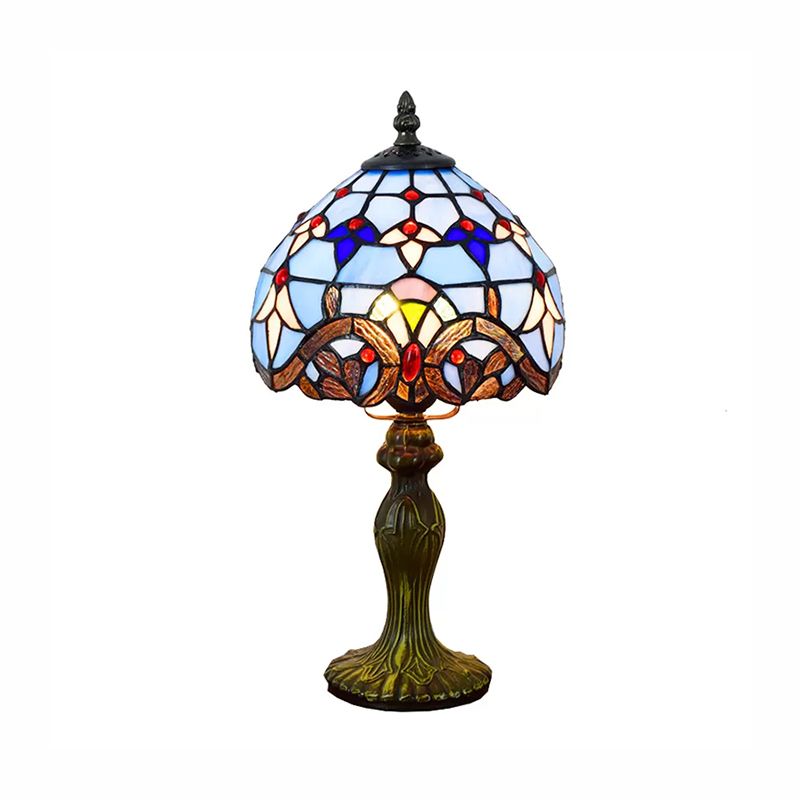 1 Licht 6 "/8" W gewölbte Tischlampe Barockstil Buntglas Schlafzimmer Tischbeleuchtung in Blau/Braun
