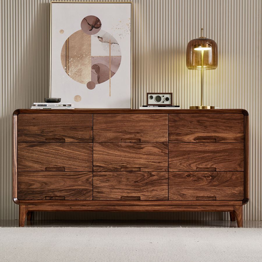 Mid-Century Modern Chest with Drawers and Straight Legs in Solid Wood