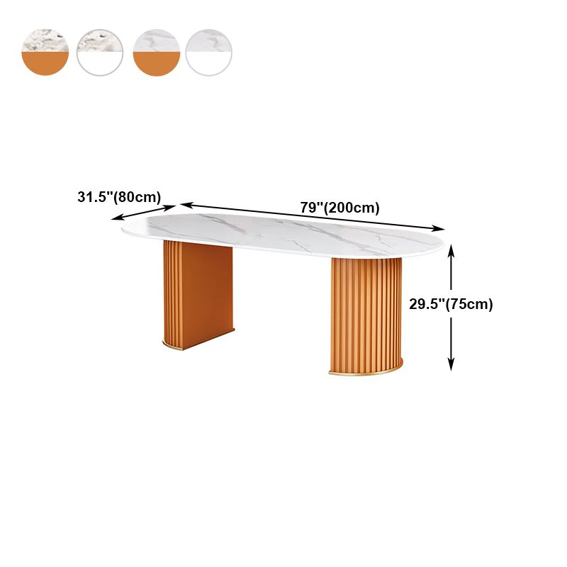 Mesa de comedor ovalada estándar moderna, mesa de comedor de piedra sinterizada para cocina