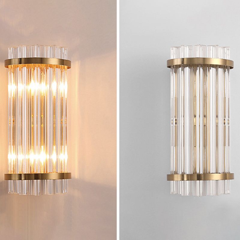 Modern Simple Style Geometric Shade Wall Sconce Metal and Glass 2 Lights Sconces in Gold Finish