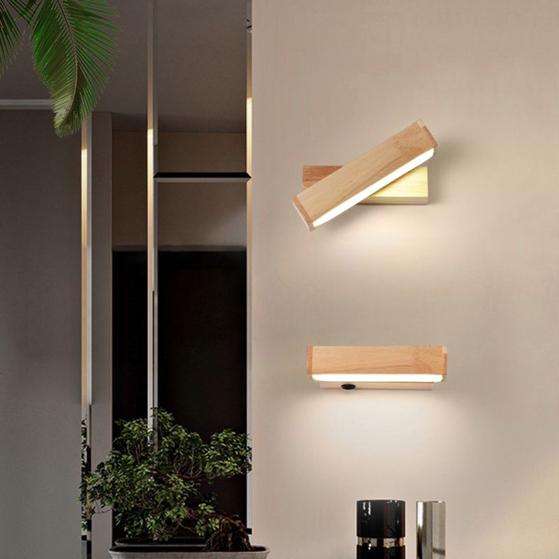 Moderne einfache HolzlED-Wandleuchten Rota-Tisch Wandmontierte Lampen für Schlafzimmer