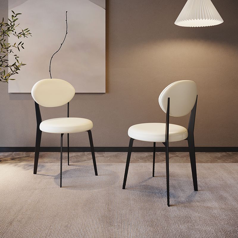 Modern Simple Side Chair Upholstered Kitchen Dining Chair with Metal Base