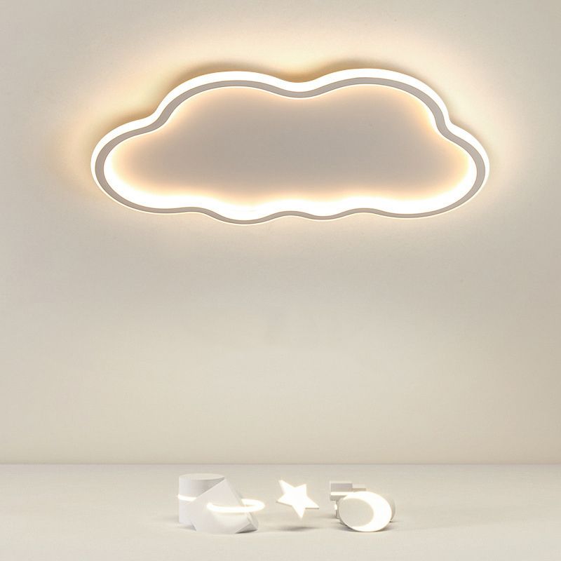Contemporary White Single Flush Mount Lighting LED Unique Ceiling Light