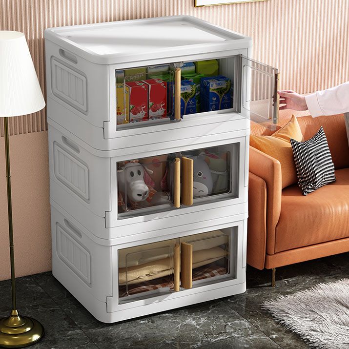 White Storage Cabinet Contemporary Hinged Wardrobe Cabinet for Bedroom