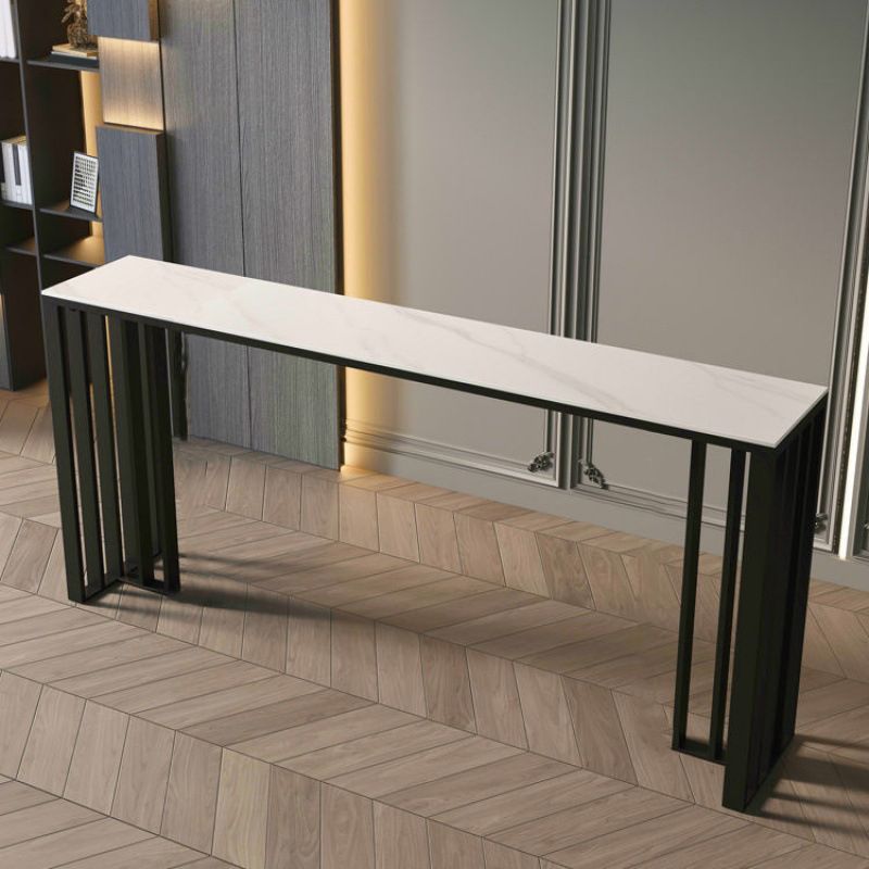 Industrial Style Bar Table Stone Top Bistro Table with Black Base