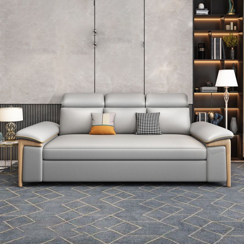 Faux Leather Stain Resistant Contemporary Bed Settee in Gray