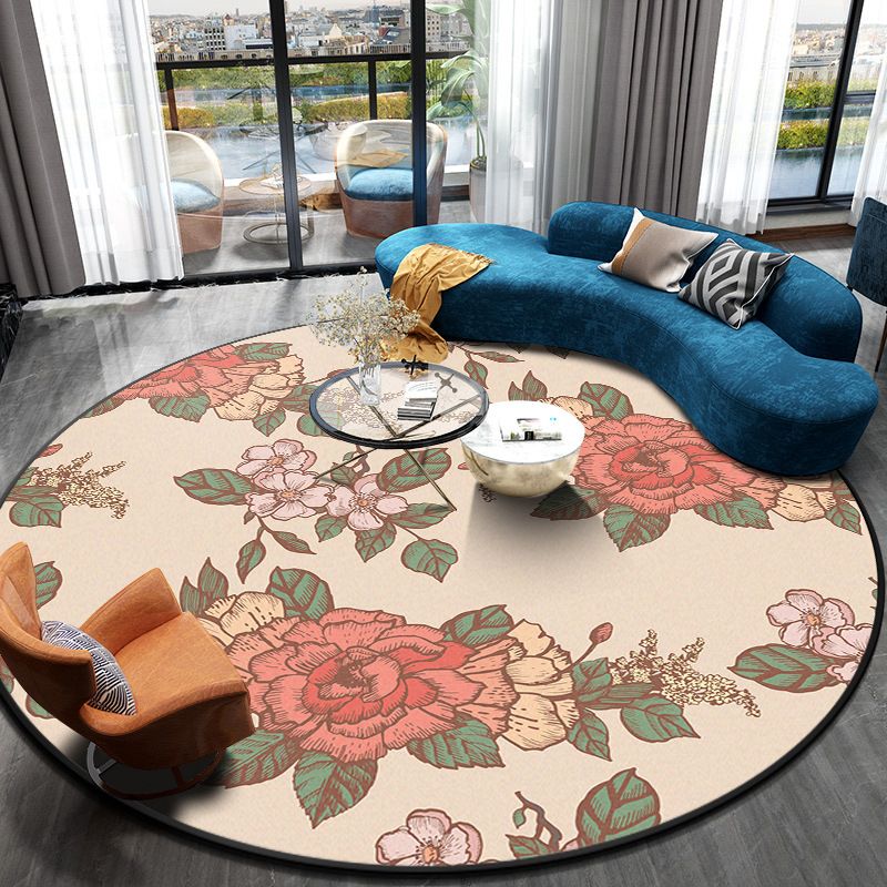 Prachtig bloemen bedrukt tapijt kleurrijk modern ronde binnen tapijt polyester wasbaar tapijt voor woonkamer