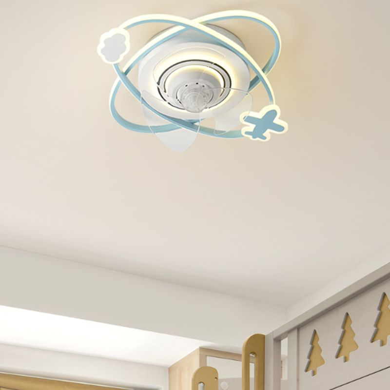 Ventilateur de plafond Light Milmalist Metal Kids Bedroom LED près du plafond lampe