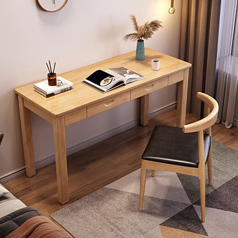 Modern Office Desk 2 Drawers Solid Wood Task Desk with 4 Legs