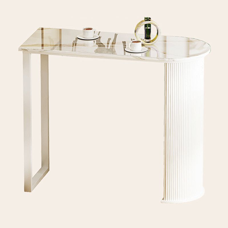 Contemporary Bar Table Set 1/2/3 Pcs White Stone Bar Table with Stools