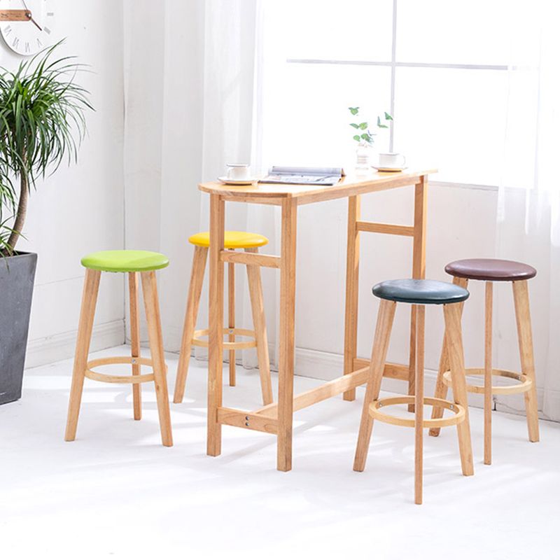 Industrial Style Round Seat Barstool Wooden Counter Bar Stool for Home Use