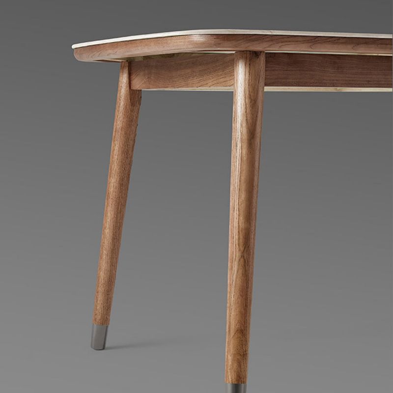 White Dinette Table with Wood Legs Modern Dining Table for Kitchen