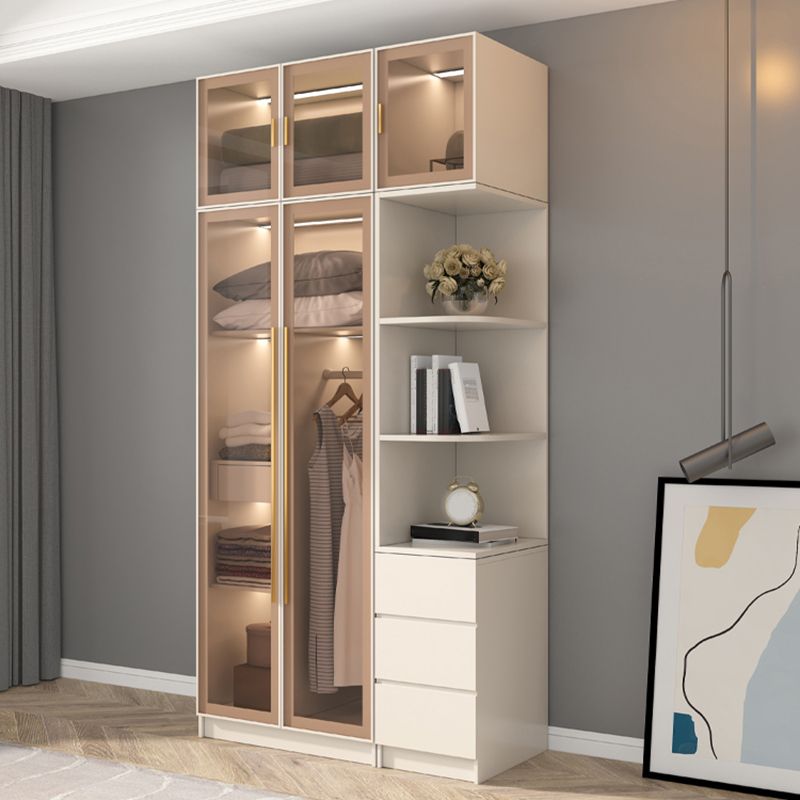 Clear Glass Door Storage Cabinet Contemporary Hinged Door Wardrobe for Home