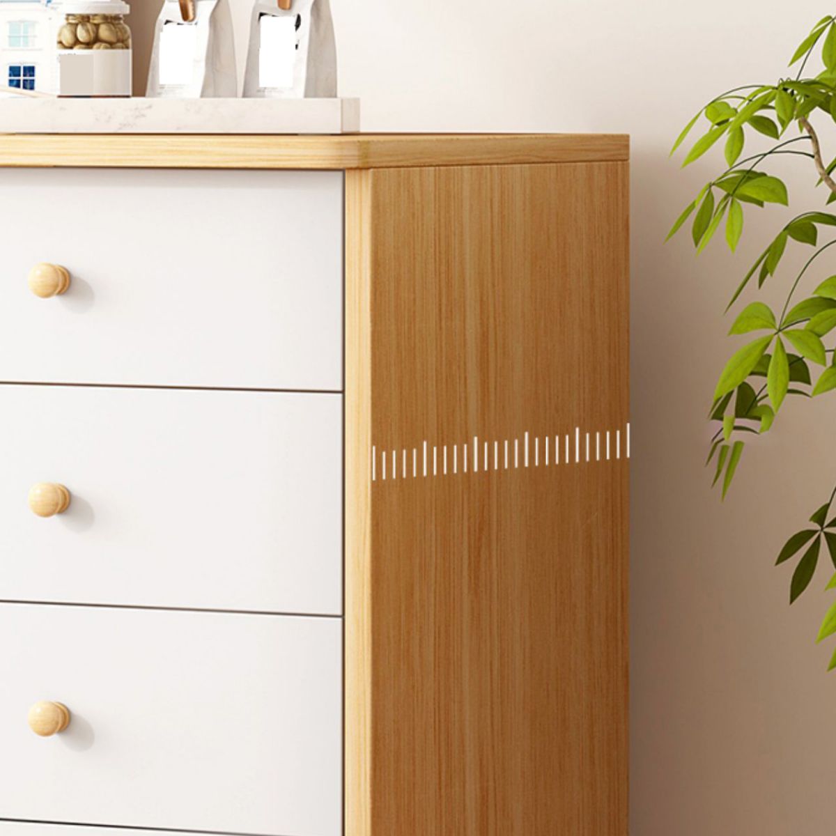 Modern Combo Dresser Wood Horizontal Storage Chest Dresser for Bedroom