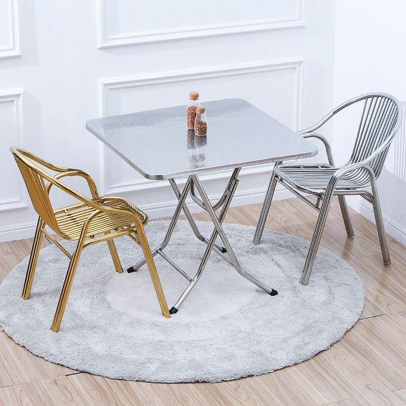 Contemporary Dining Room Metal Slat Back Dining Chair with Arm