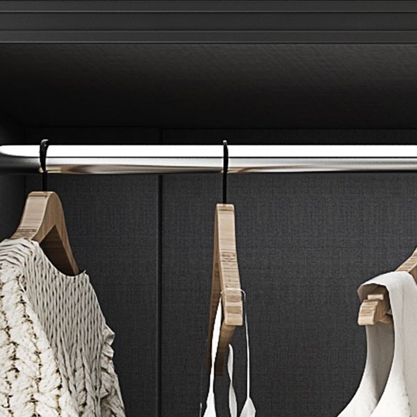 Glass and Wood Wardrobe Cabinet with Drawer Grey Wardrobe Closet