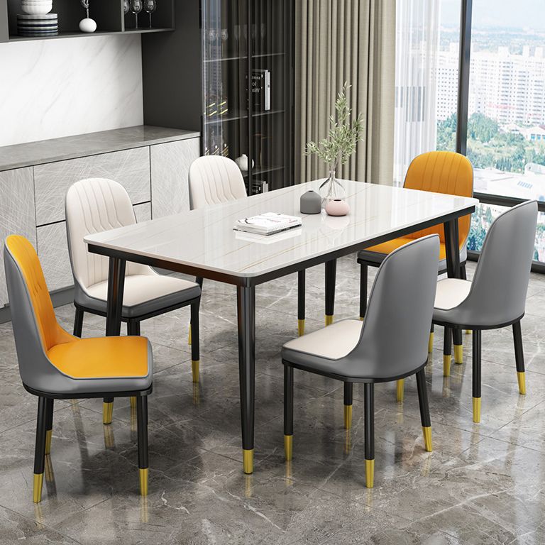 Casual Sintered Stone Standard Dining Table Rectangle Shape Dining Table for Kitchen