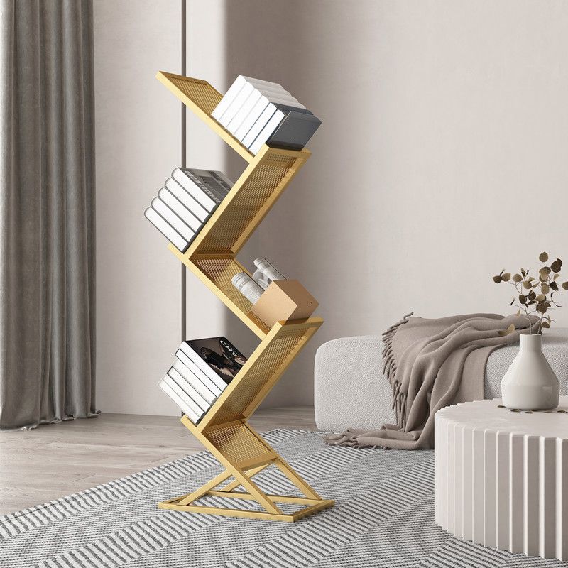 Closed Back Bookshelf Scandinavian Style Metal Bookcase for Home Office