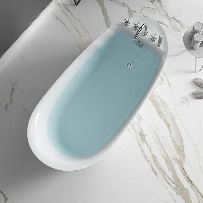 Freestanding Acrylic Bathtub Pop-up Drain Oval Modern Right-Hand Bath
