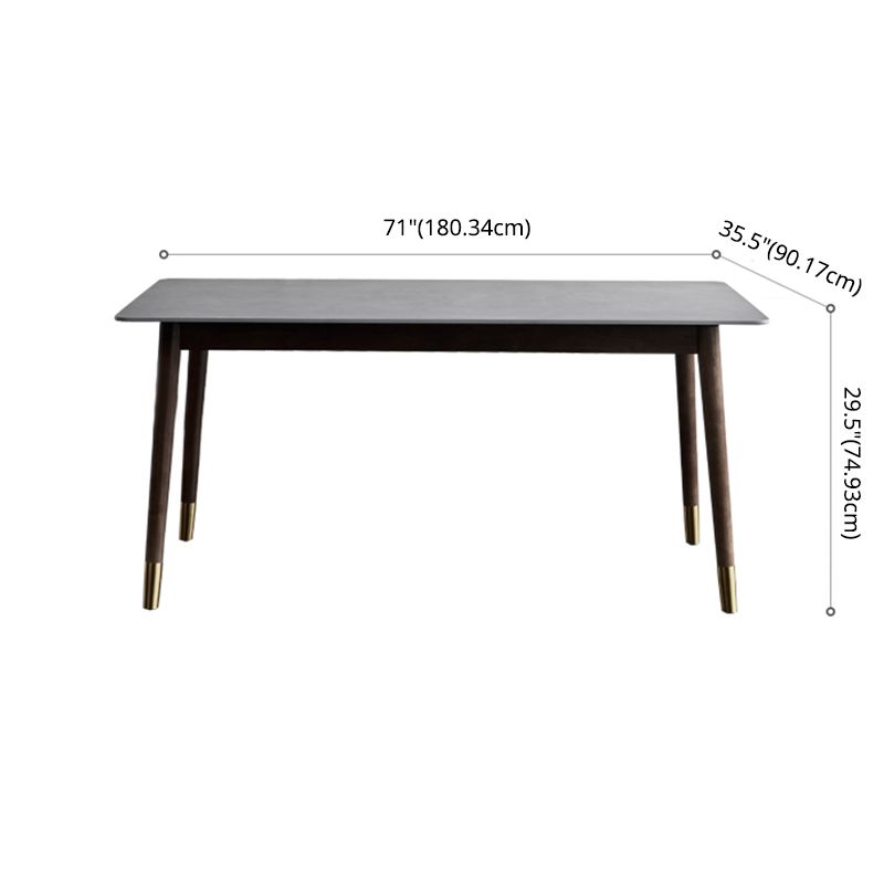 Scandinavische stijl 6 stoelen rechthoekige zwarte benen zwarte leisteen eettafel met basis