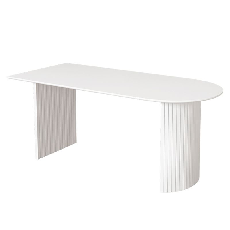 Contemporary Dining Table Pine Solid Wood Table with Double Pedestal for Home Kitchen Dinner