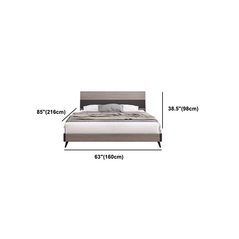 Modern Grey Standard Bed with Rectangular Headboard and Legs