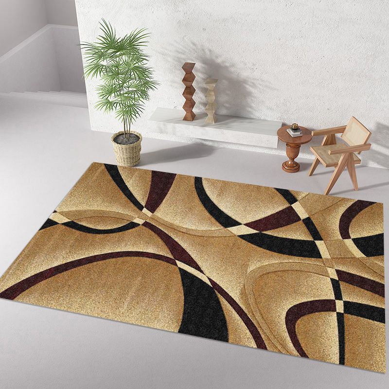 Red Modern Carpet Polyester Graphic Carpet Washable Carpet for Living Room