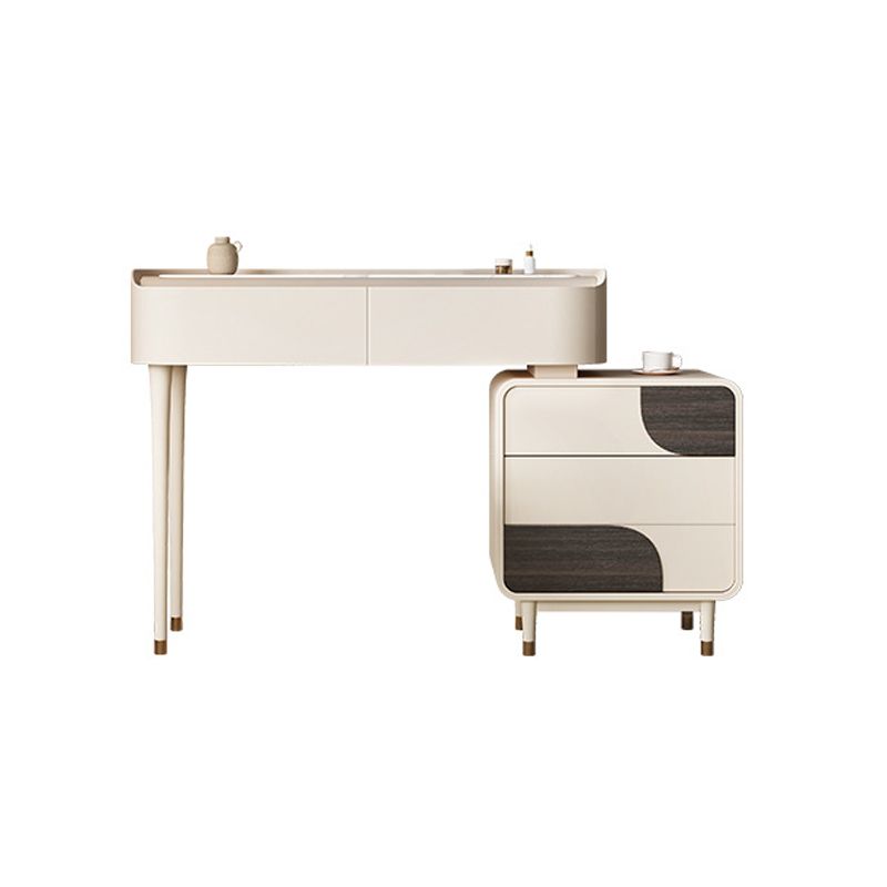White Wooden Make-up 15.74" Wide Vanity Makeup Vanity Desk Table with 2/5 Drawers