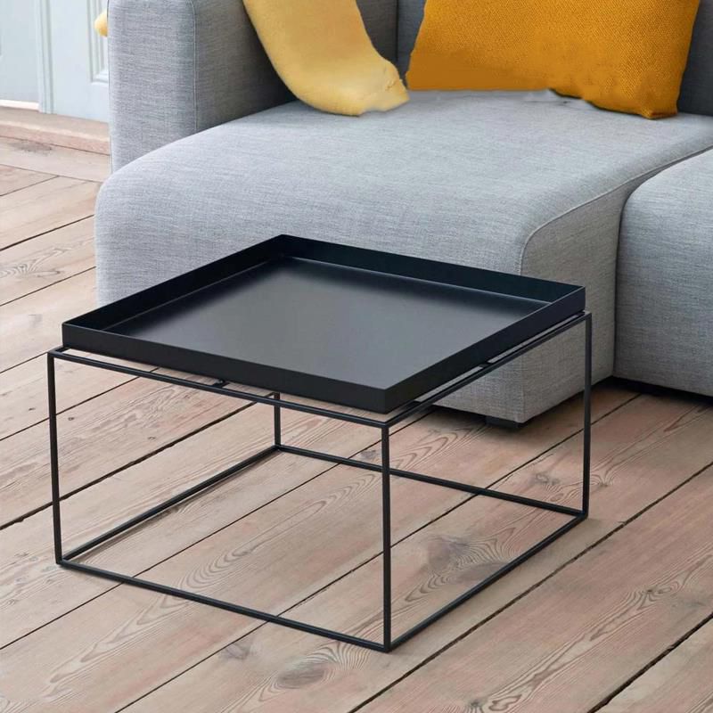 Square Iron Coffee Table Tray Top Simple Frame Cocktail Table