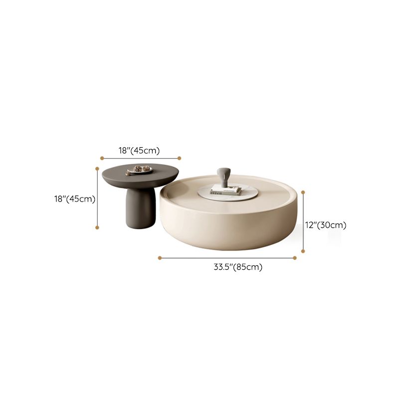 Contemporary Coffee Table Round Wooden Drum Coffee Cocktail Table