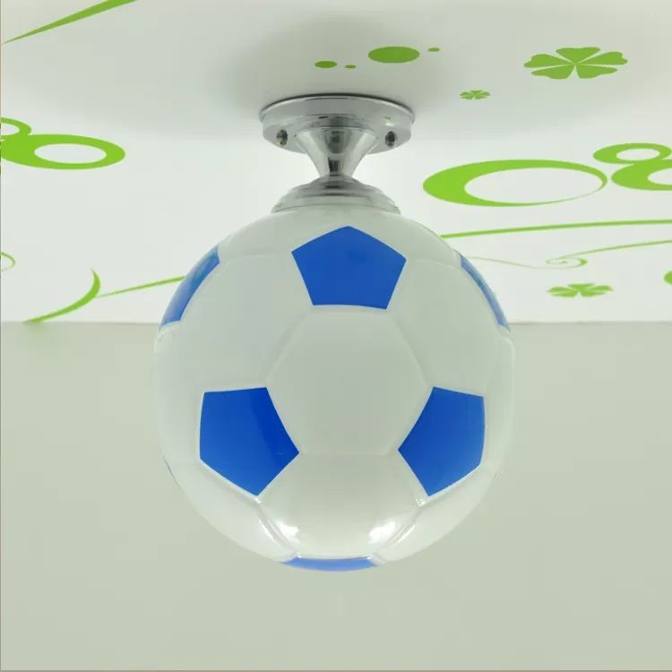 Soccer Shape Boys Bedroom Ceiling Fixture Acrylic One Head Sport Style Ceiling Mount Light