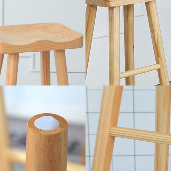 Industrial Solid Wood Bar Stool Backless Counter Stool for Indoor