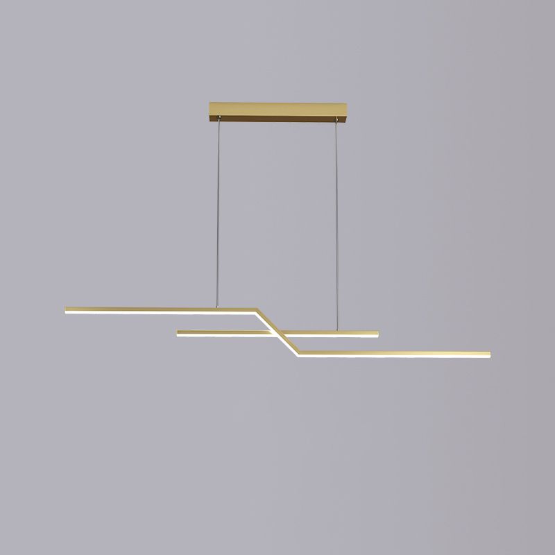 2 Light Linear Island Lights Contemporary Metal Island Pendants for Kitchen