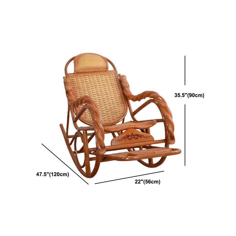 Traditional Rocking Chair Wicker Spindle Backrest Solid Color Indoor Rocking Chair