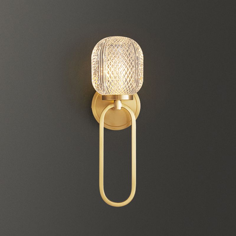 Modern Style Geometric Wall Mounted Lamps Glass 1 Light Wall Sconces in Gold
