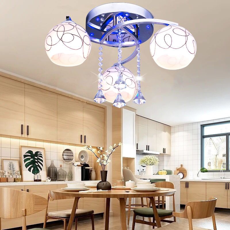 Modern Semi Flush Light Fixtures Multi-Light Semi Flush Mount Lamp with Clear Crystal Shade