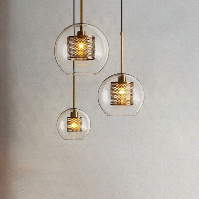 1 lichte bol lichtkit retro industrieel glas hangend licht met hangend snoer voor restaurant