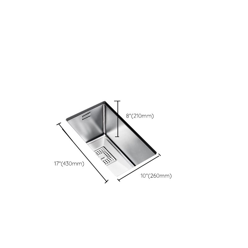 Rectangle Single Bowl Kitchen Sink Stainless Steel Sink with Drain Strainer Kit