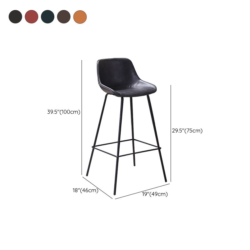Industrial Metal Legs Faux Leather Indoor Bar Stool with Footrest
