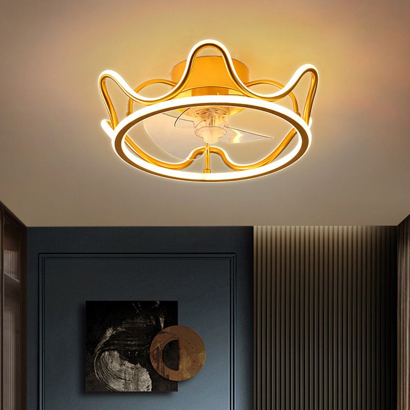Kronenförmige Lüfterleuchte Deckenleuchte Minimalist Metall Schlafzimmer LED Semi Flush Mount