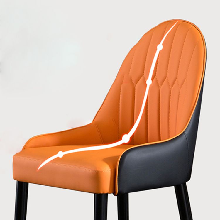 Solid Back Chair Scandinavian Style Arm Leather Dining Side Chairs