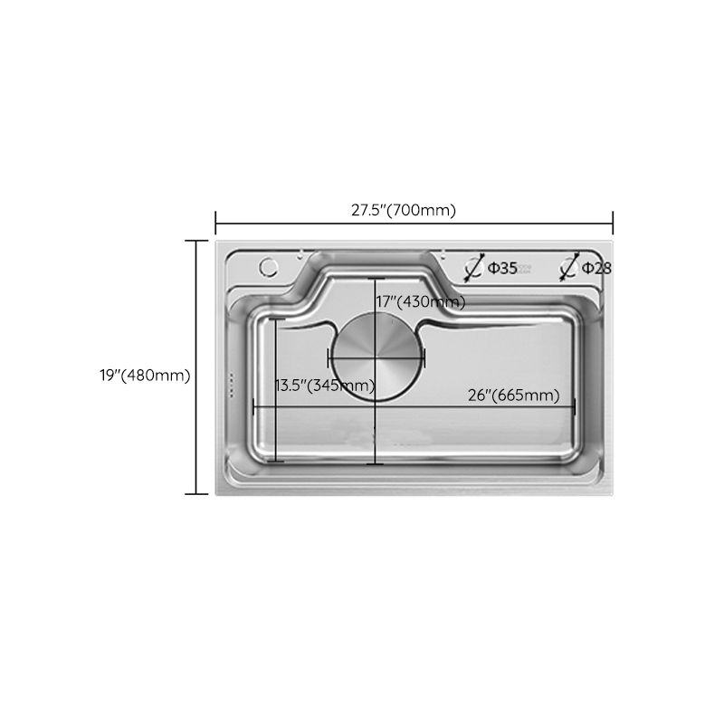Contemporary Style Kitchen Sink Stainless Steel Drop-In Rustproof Kitchen Sink